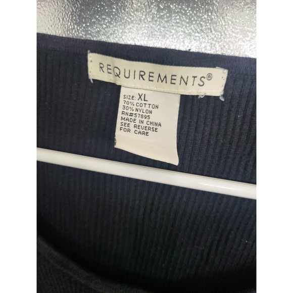 Requirements Black Scoop Neck Ribbed Long Sleeve Shirt - Size XL - Picture 2 of 2